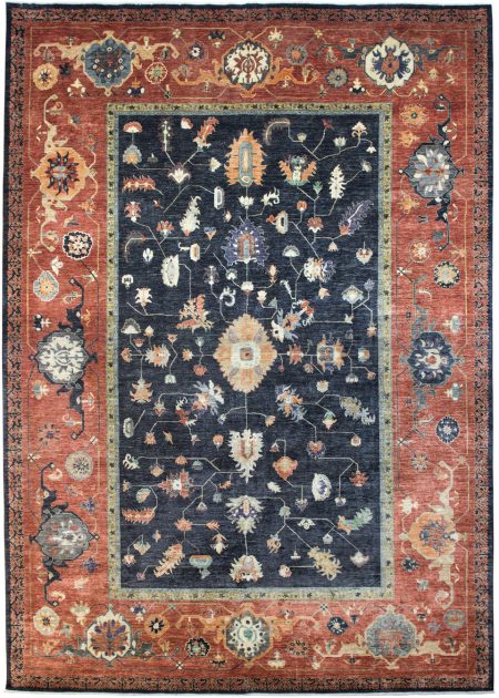 Bakshaish design - Vegetable Dyed in Charcoal and Brick area rug