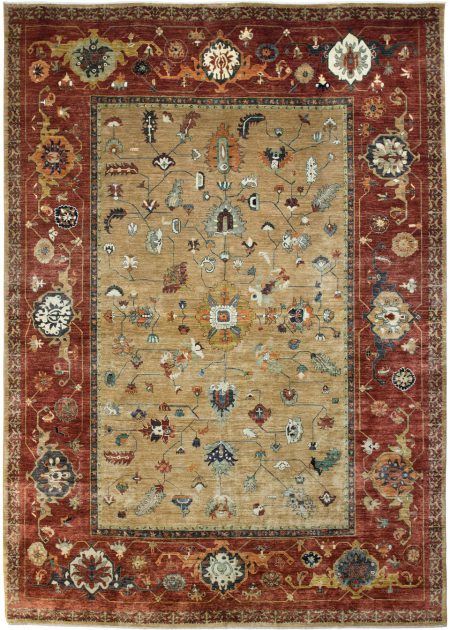 Bakshaish design - Vegetable Dyed in Rust and Camel area rug