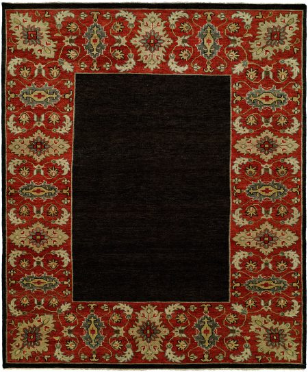 Dark Navy Field with Red Border area rug