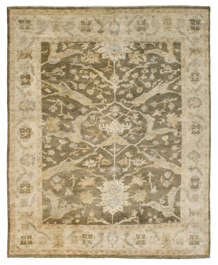 Faded Brown Field with Ivory Border area rug