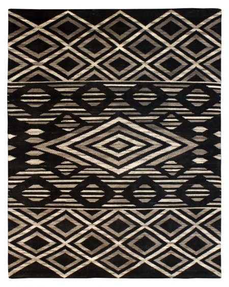 Southwestern Tribal Design - Ivory and Black area rug