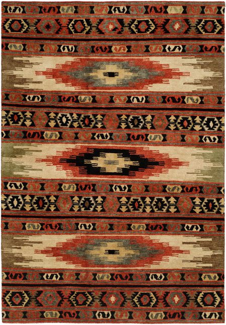 Southwestern Tribal Design - Multi Colored with Rust and Black area rug