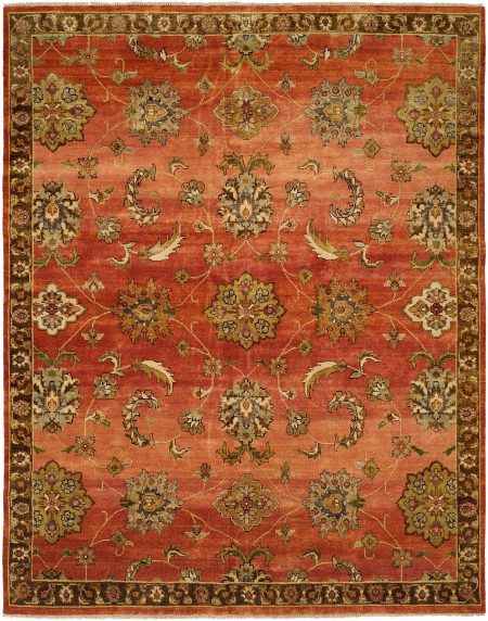 Russet Red Field with Chocolate Brown Border area rug