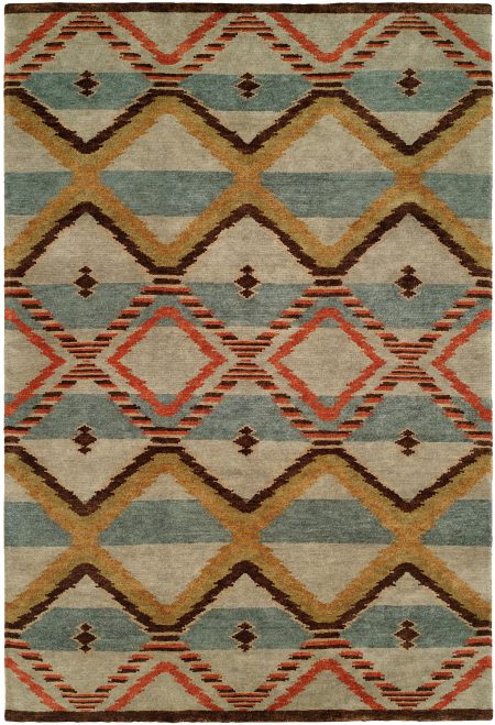 Navajo Blanket Design - Sage Light Blue Ivory and Rust