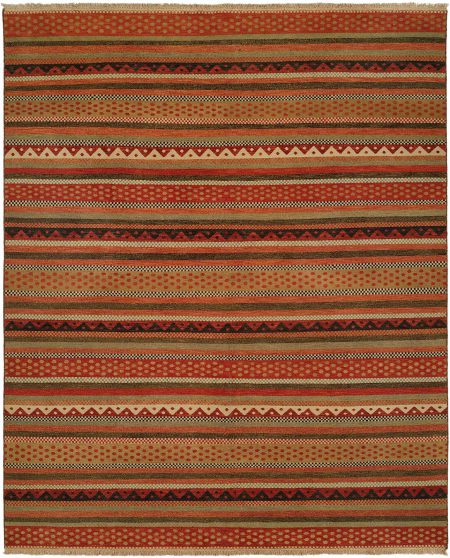 Navajo Blanket Design - Multi Colored in Sage Wheat and Rust area rug