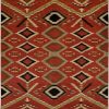 Navajo Rug Design - Red Field with Sage Ivory and Black Accents area rug