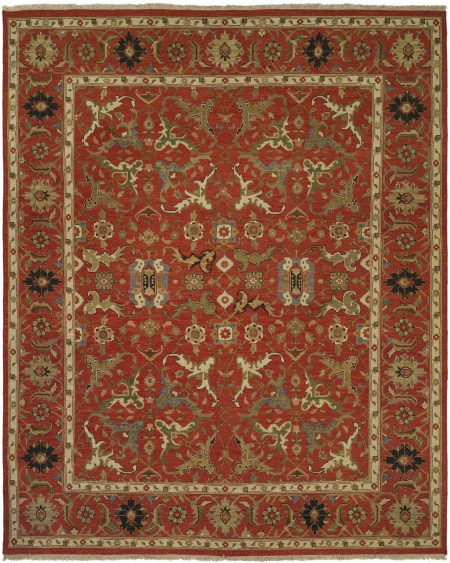 Red Border with Red Field and Multi-Colored Accents area rug