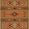 Nomadic Tribal Design - Sage and Wheat with Red and Brown Accents area rug