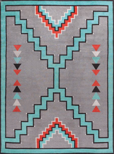 Southwestern Tribal Design. Turquoise Grey Terra Cotta and Black.