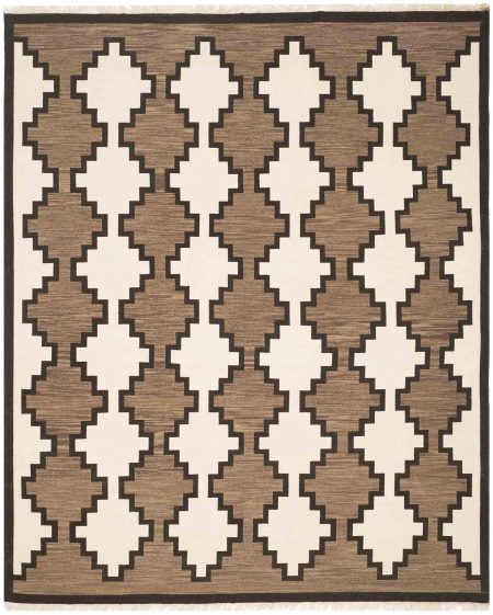 Navajo Rug Design - Ivory Grey and Black area rug